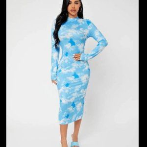 Tie Dye Split Back Bodycon Dress